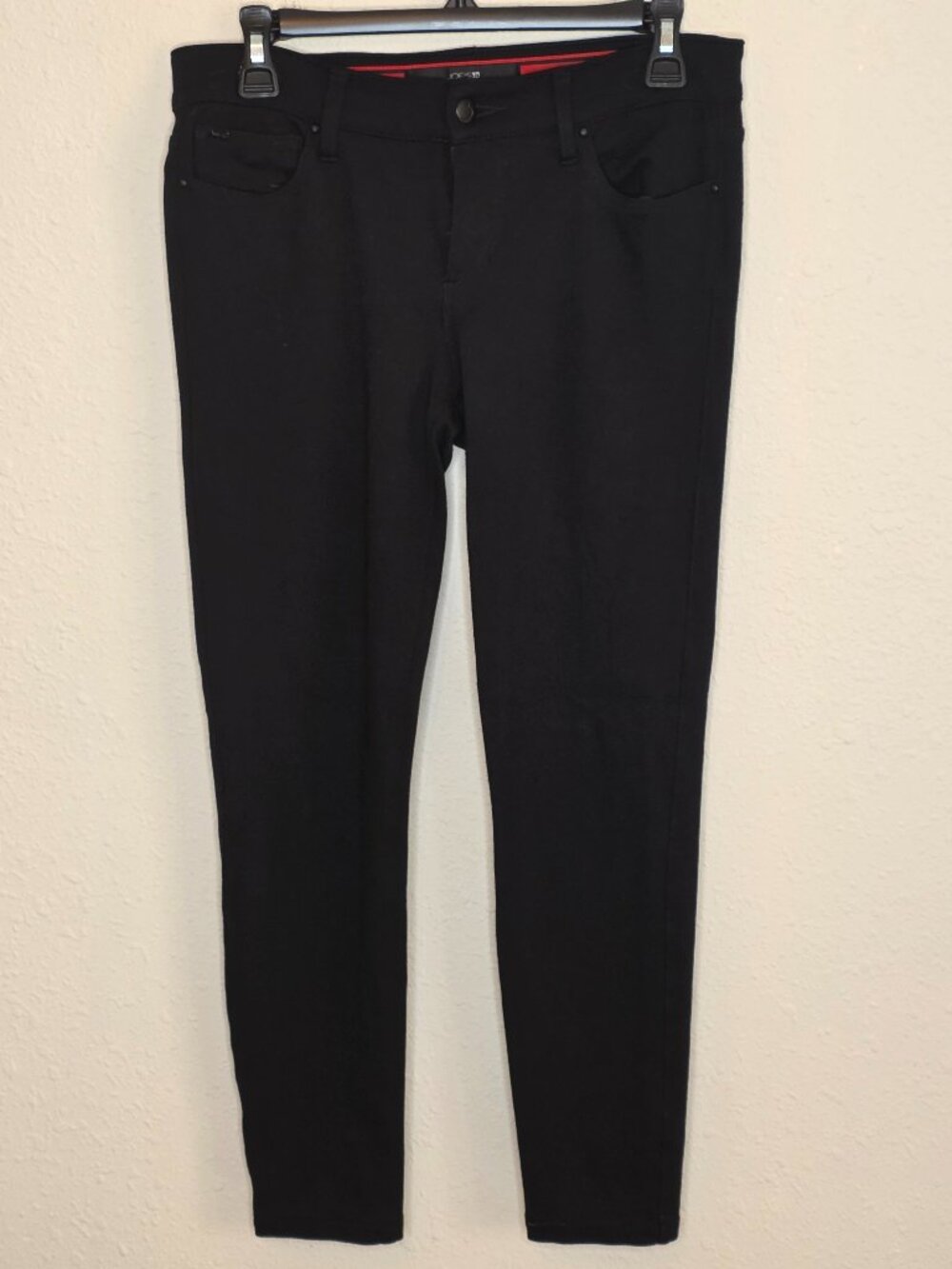 Joe's Jeans Black Skinny Ponte Pants with Red Trim Waistband, Size 28